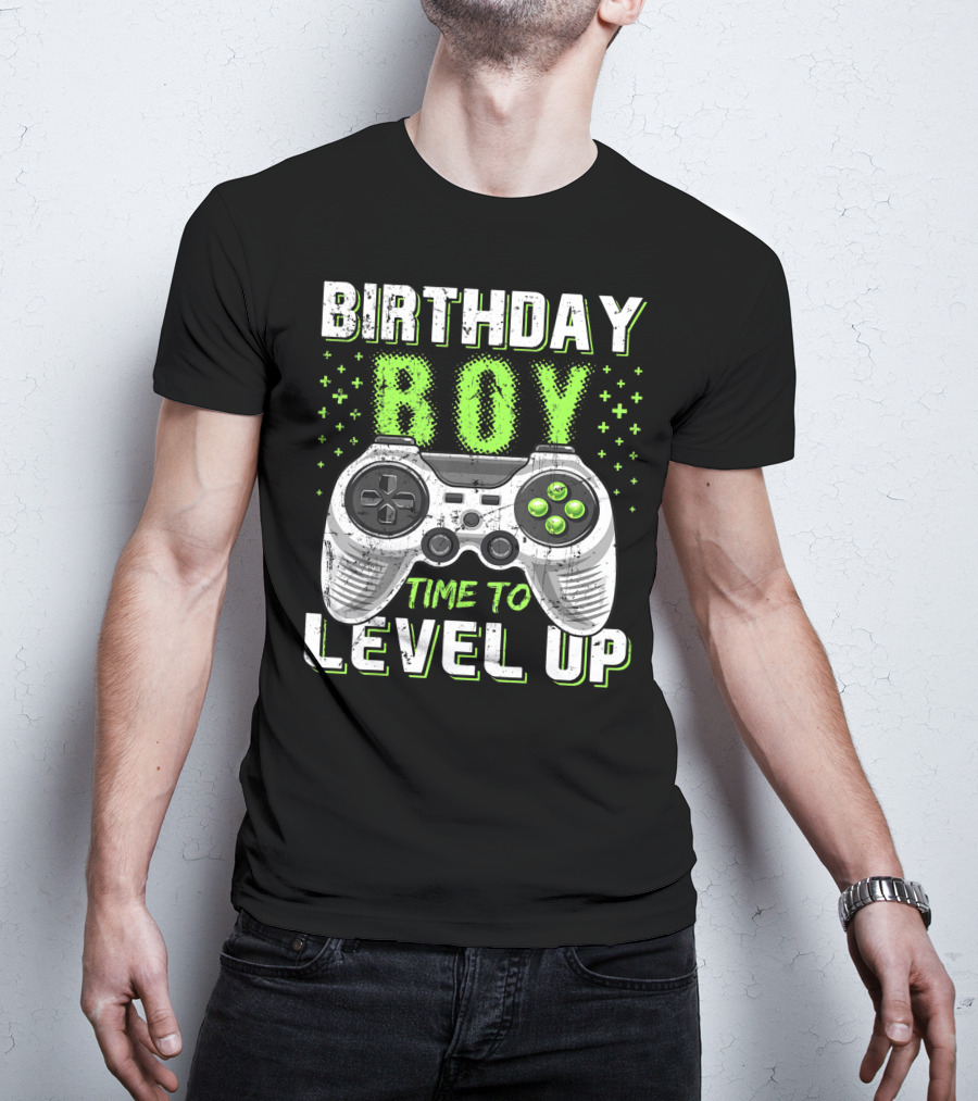 Birthday Boy Time To Level Up Video Game Controller Birthday T-Shirt