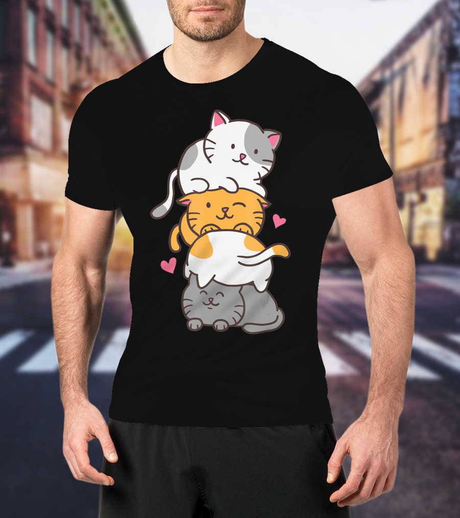 Cat Cats Cute Kitty Pile Kawaii Neko Anime T-Shirt