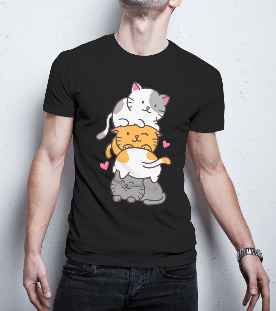 Cat Cats Cute Kitty Pile Kawaii Neko Anime T-Shirt