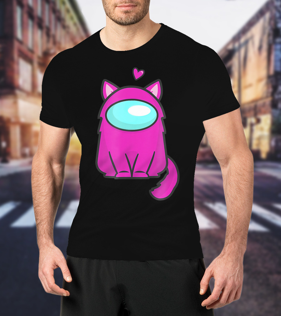 Cute Cat Astronaut Among Us Nerdy Girl Gamer T-Shirt