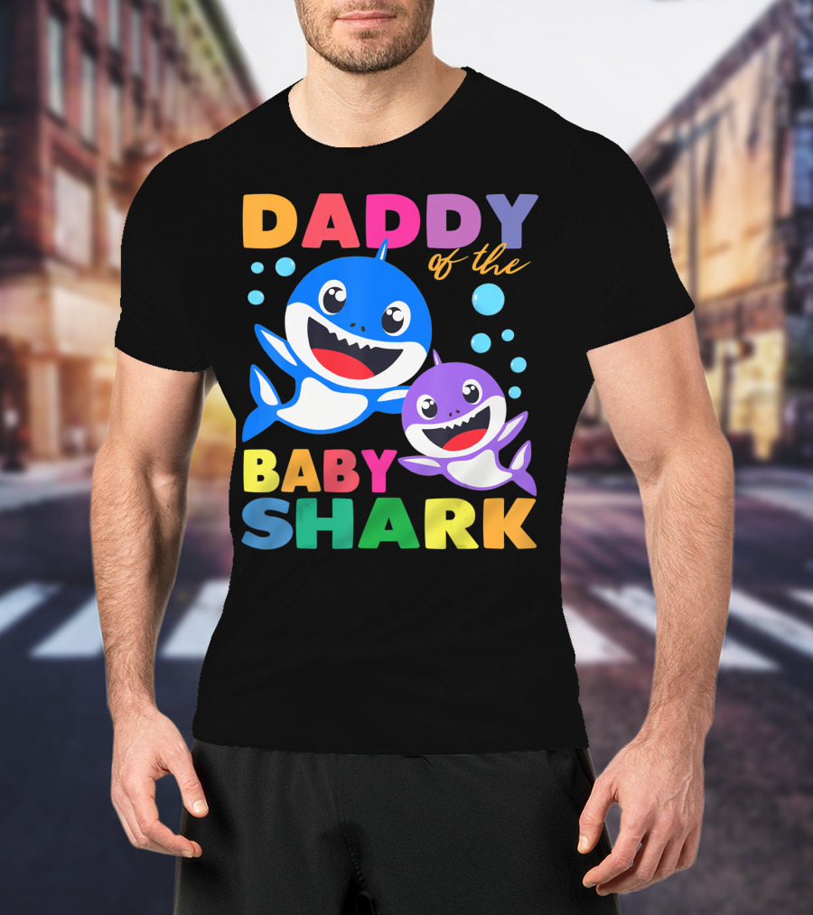 Daddy Of The Baby Shark Birthday Boy Girl Kids Daddy Shark T-Shirt