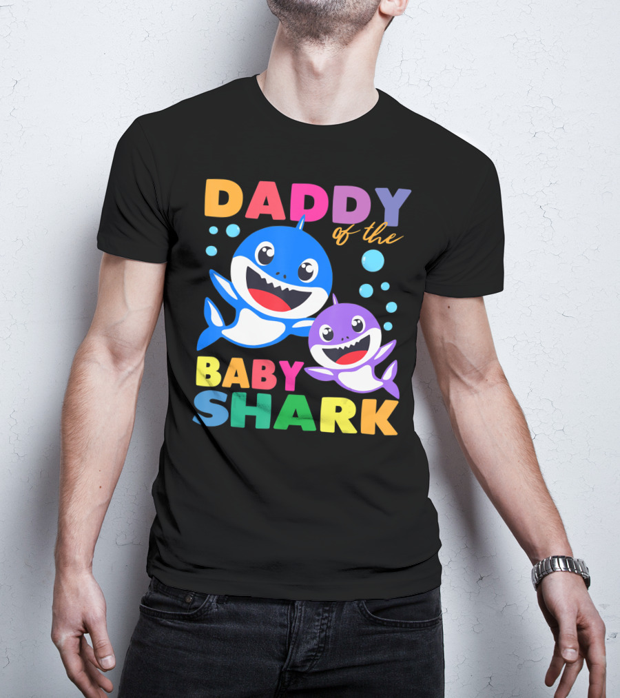 Daddy Of The Baby Shark Birthday Boy Girl Kids Daddy Shark T-Shirt