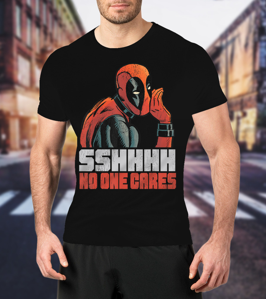 Marvel Deadpool Sshhhh No One Cares Whisper T-Shirt