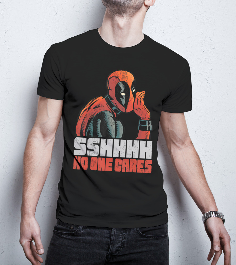 Marvel Deadpool Sshhhh No One Cares Whisper T-Shirt