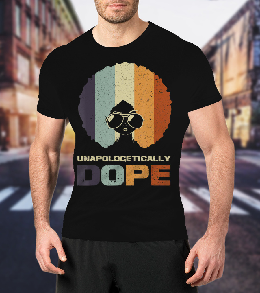 Unapologetically Dope Afro Rainbow Stripes Sunglasses T-Shirt