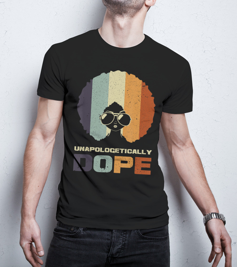 Unapologetically Dope Afro Rainbow Stripes Sunglasses T-Shirt