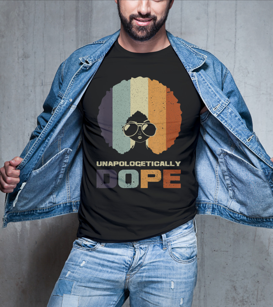 Unapologetically Dope Afro Rainbow Stripes Sunglasses T-Shirt