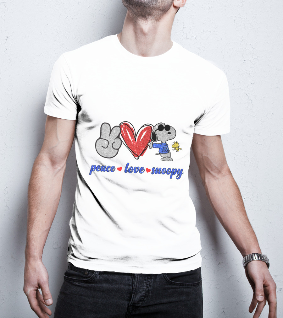 Peace Love Snoopy Woodstock Cool Joe Retro T-Shirt