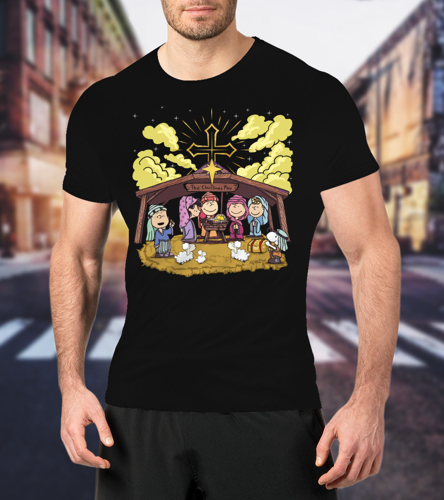 The Christmas Play Nativity Scene With Iconic Cartoon Characters T-Shirt