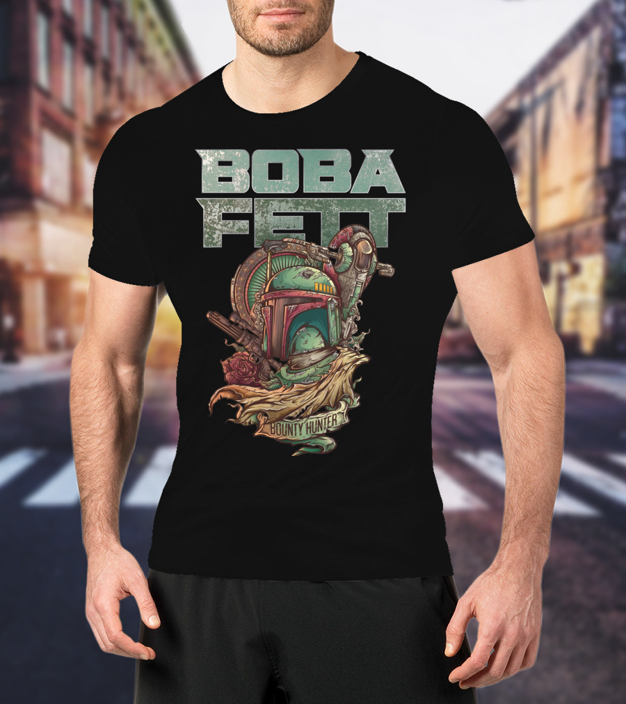 Boba Fett Bounty Hunter Vintage Helmet Artwork T-Shirt