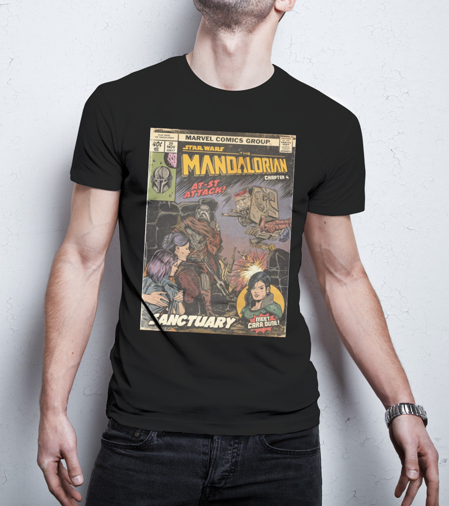 Marvel Comics Group Star Wars The Mandalorian Chapter 4 Sanctuary At-St Attack Meet Cara Dune T-Shirt