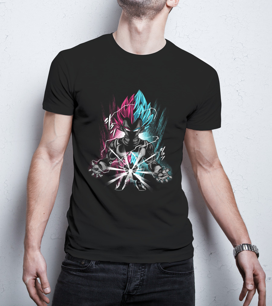 Anime Character With Blue And Pink Hair In Power Pose T-Shirt