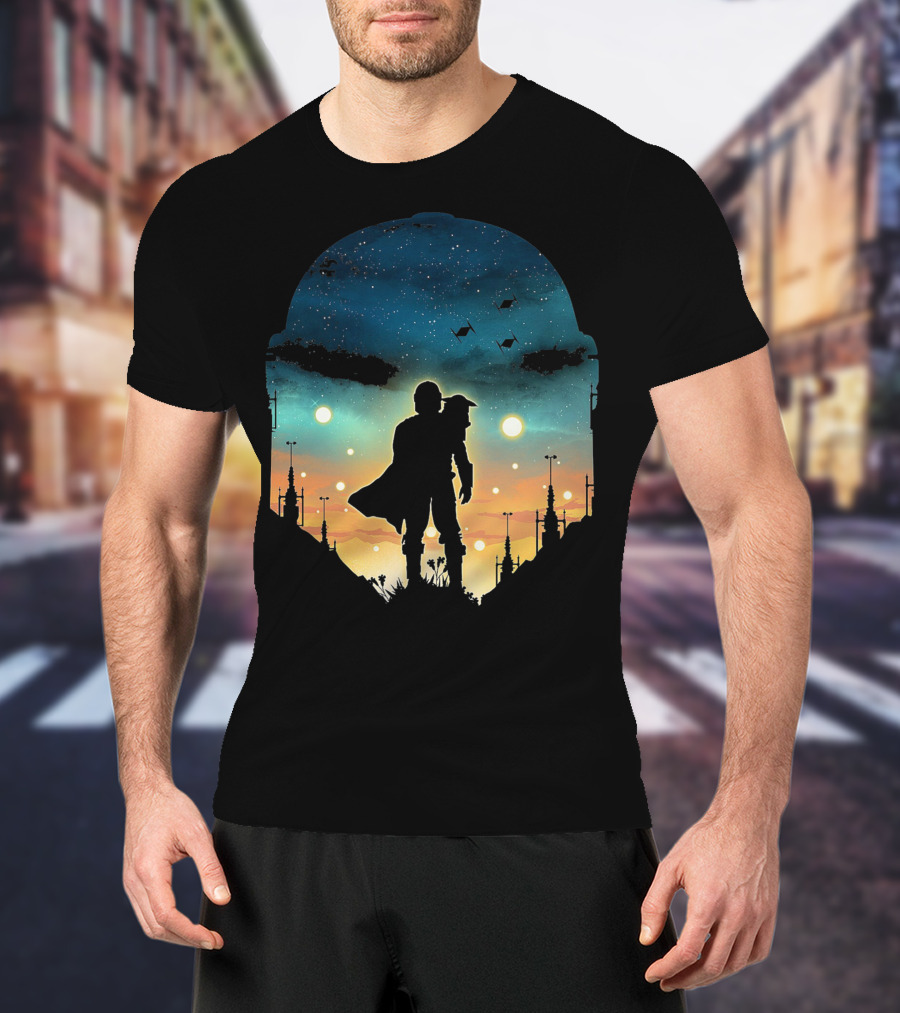 Only Today Lone Mandalorian Starry Sunset Adventure T-Shirt