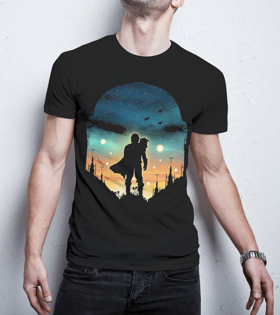 Only Today Lone Mandalorian Starry Sunset Adventure T-Shirt