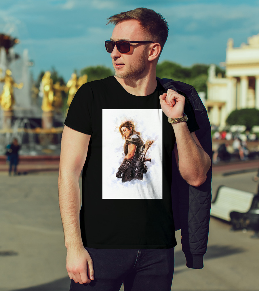 Only Today Watercolor Warrior Woman With Sword T-Shirt