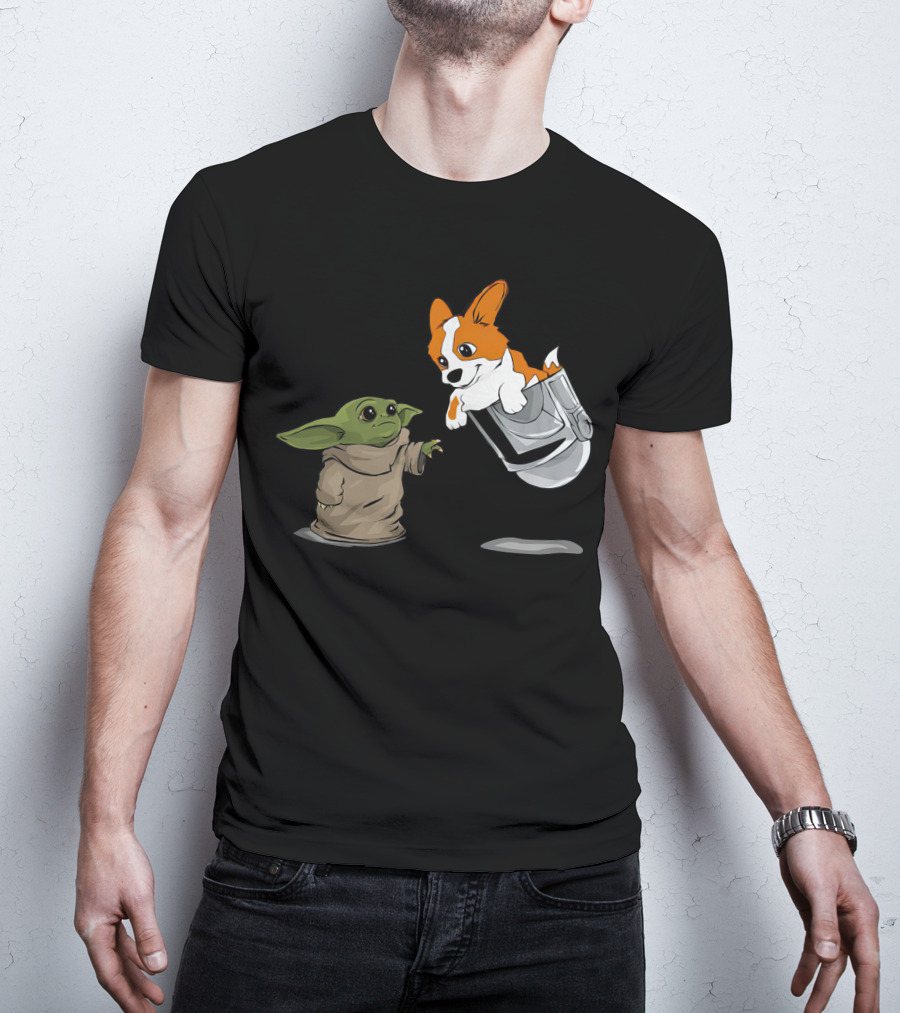 Cute Corgi With Baby Alien Companion T-Shirt