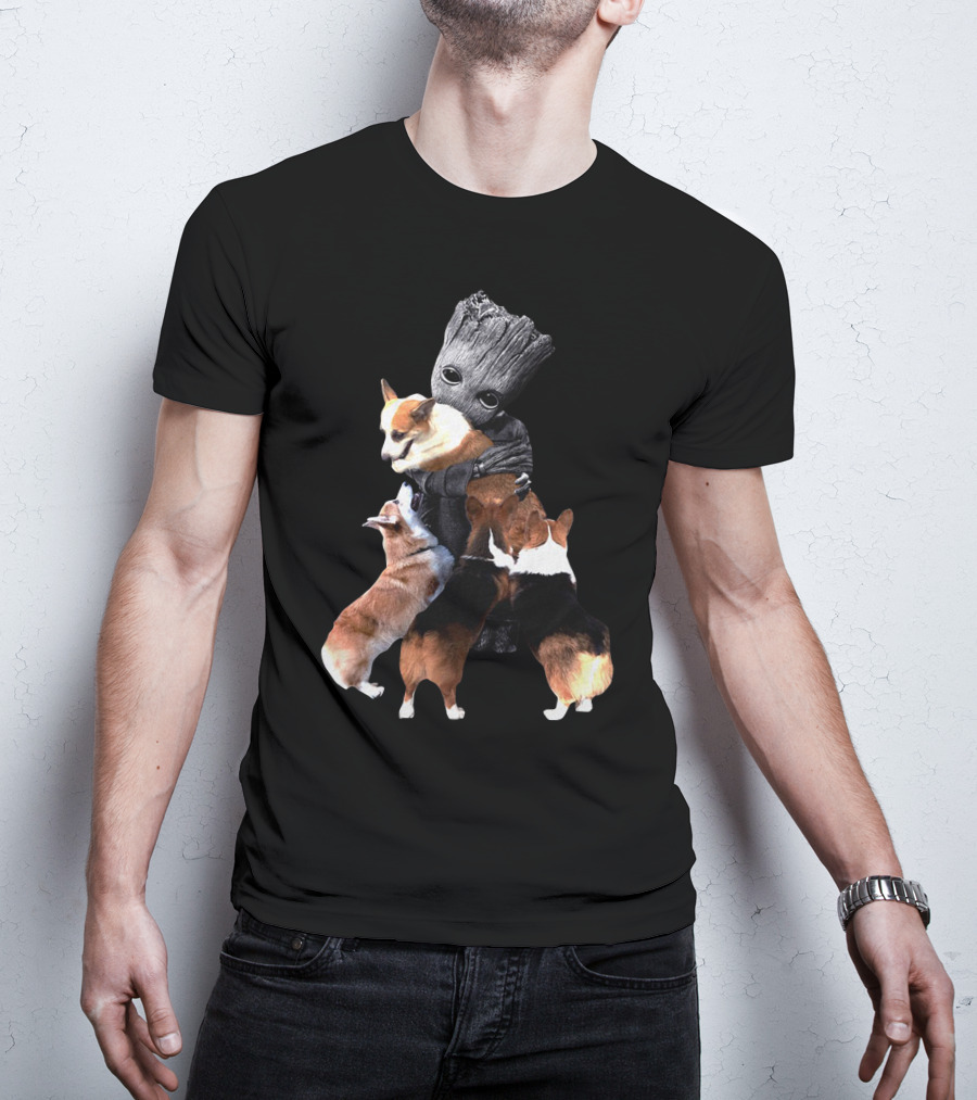 Only Today Groot Hugging Corgis T-Shirt
