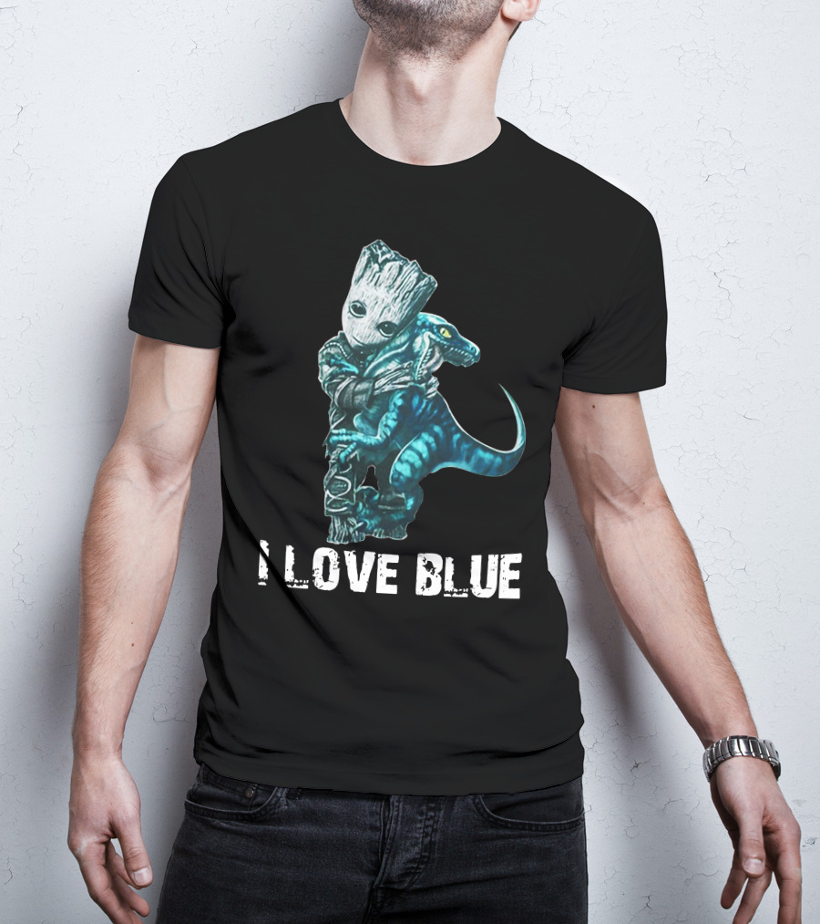 I Love Blue Groot And Blue The Velociraptor Hug T-Shirt