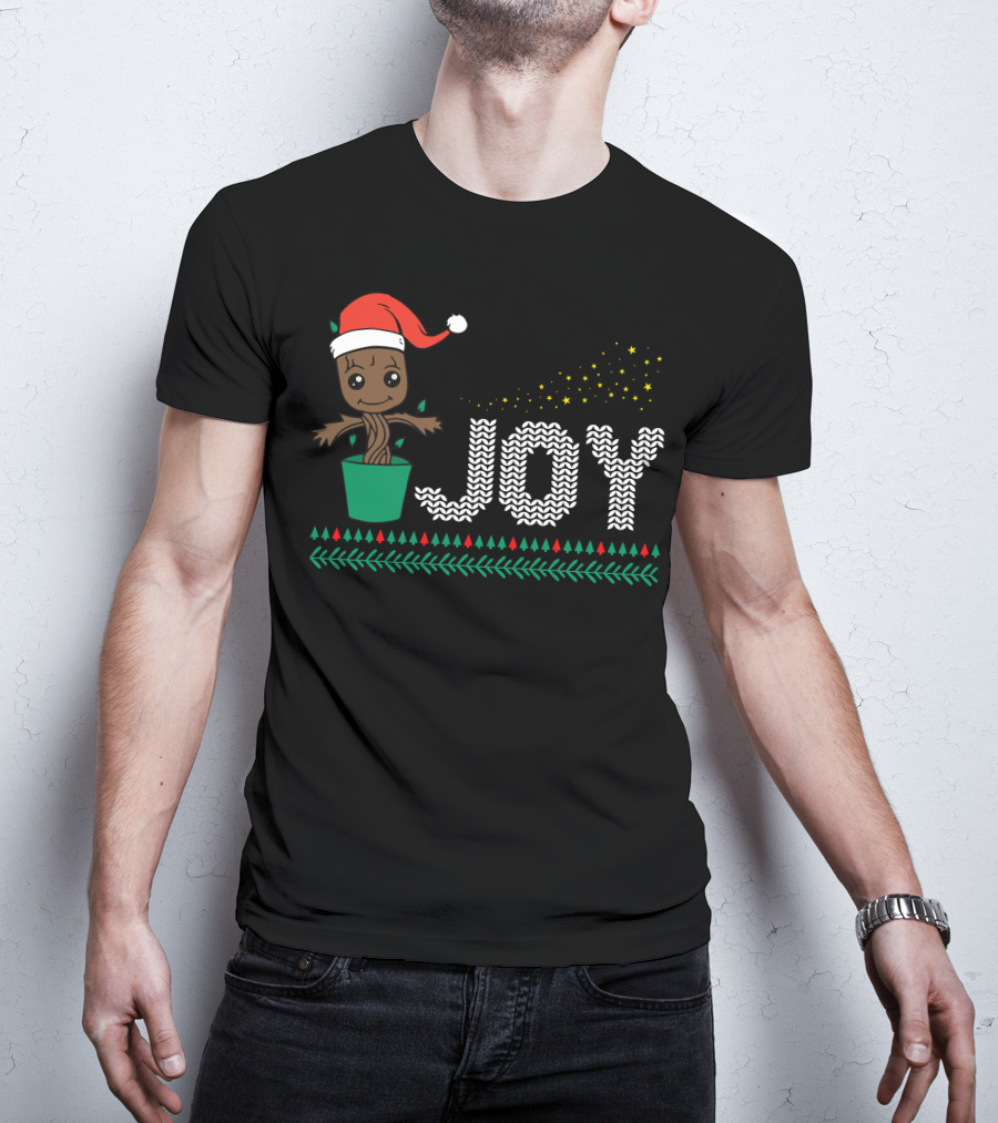 Joy Christmas Groot Santa Hat Holiday T-Shirt