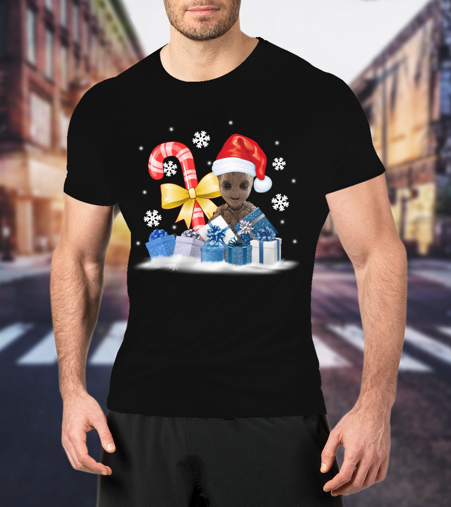 Only Today Christmas Groot Candy Cane Snowflakes T-Shirt