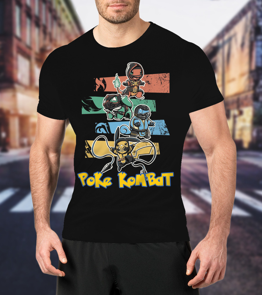 POKE KOMBAT Pokemon Mortal Kombat Crossover Characters In Action T-Shirt