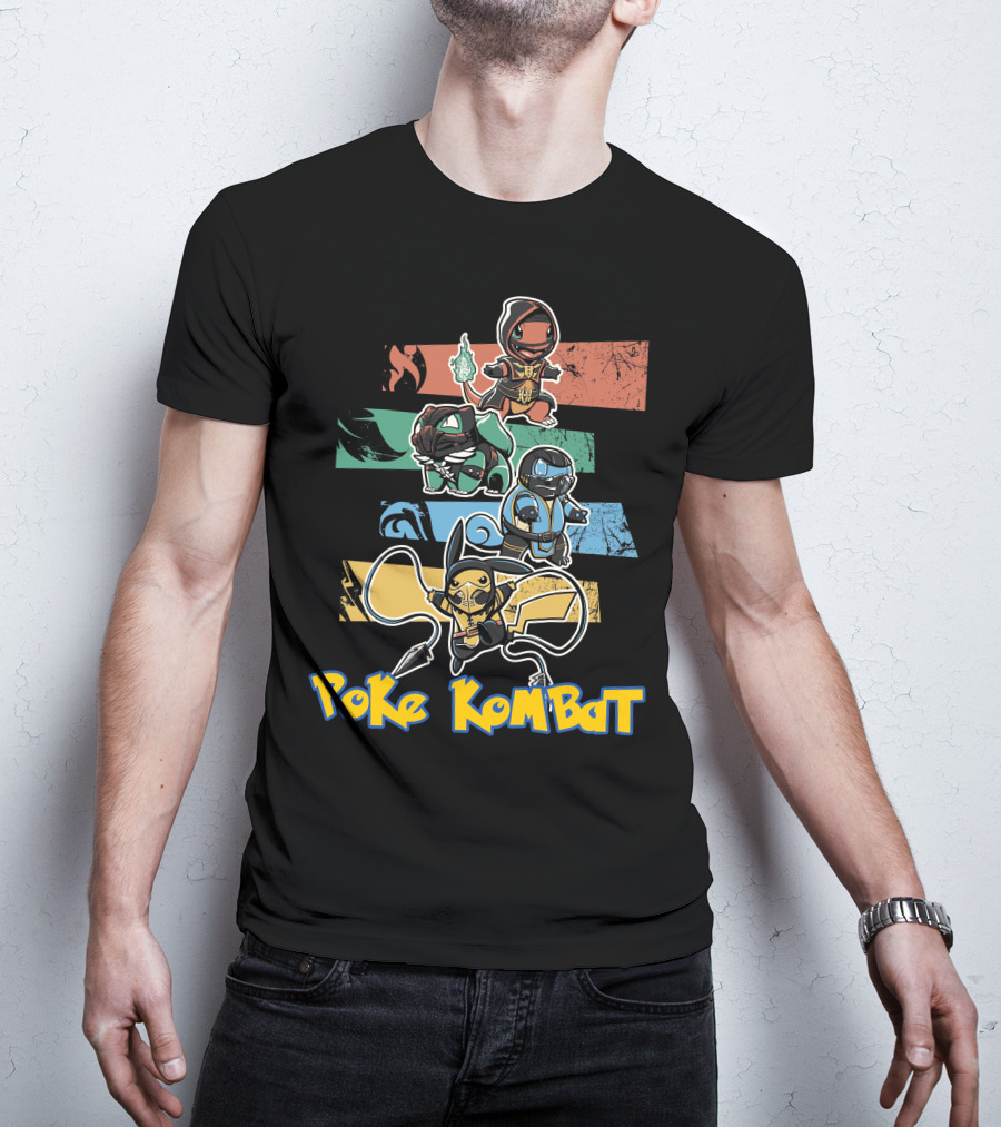 POKE KOMBAT Pokemon Mortal Kombat Crossover Characters In Action T-Shirt