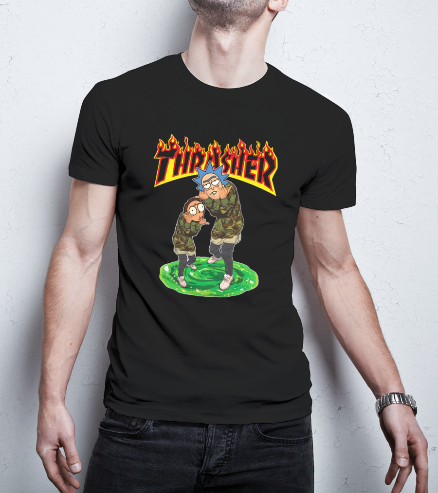 Thrasher 40 Rick And Morty Camo Portal T-Shirt