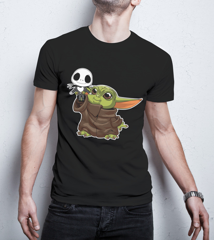 Baby Yoda Holding Jack Skellington T-Shirt