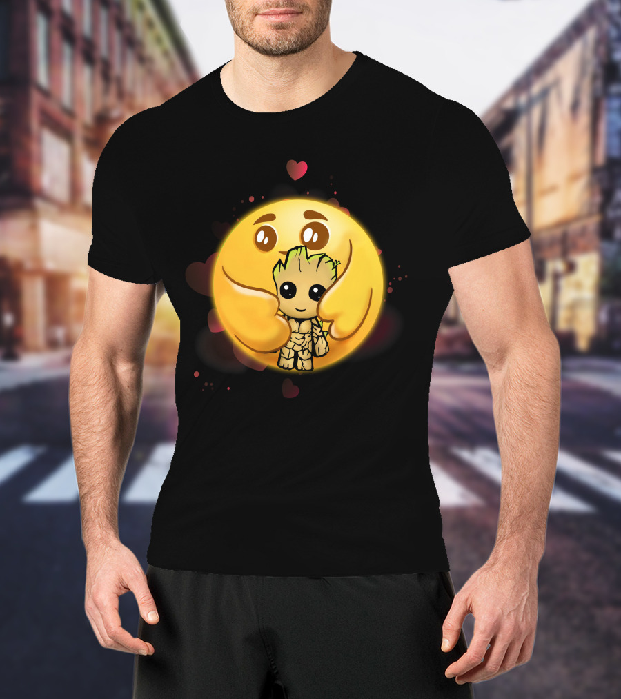 Emoji Hugging Baby Groot With Hearts T-Shirt