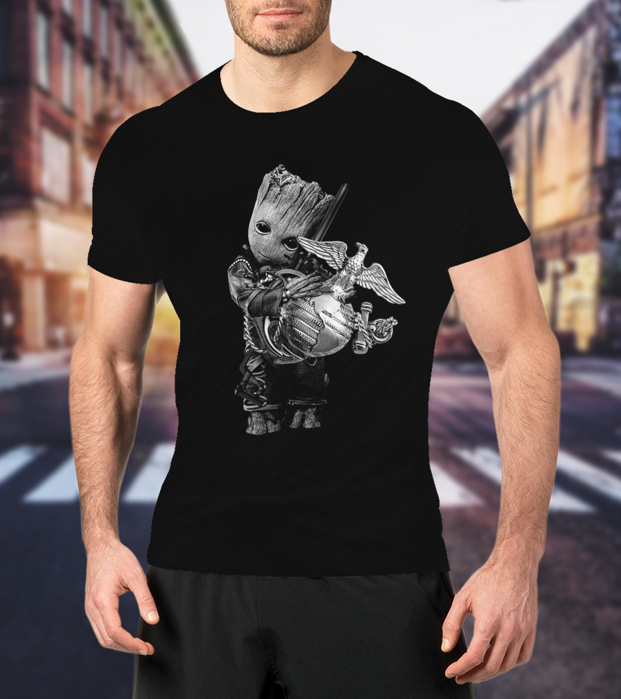 Usmc Eagle Globe Anchor With 45 Guardian Hero Character T-Shirt
