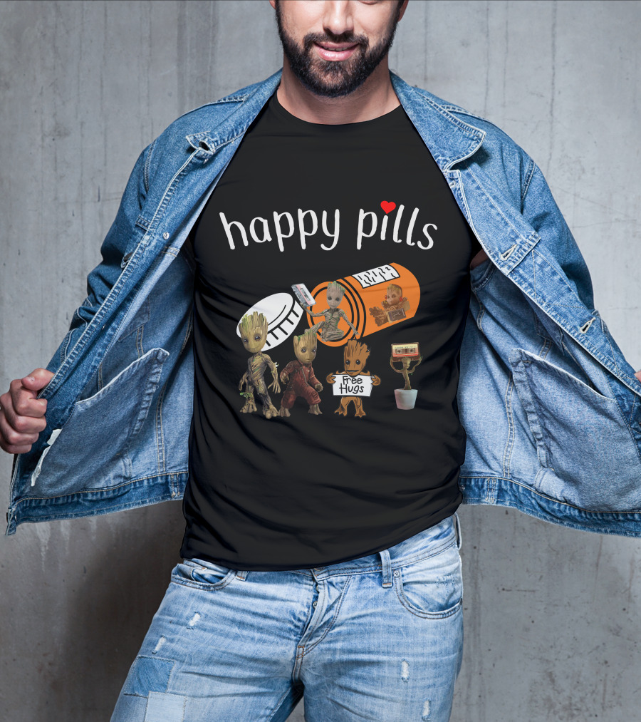 Happy Pills Groot Free Hugs Cassette Planter T-Shirt