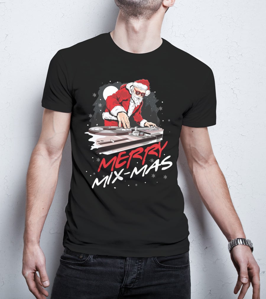 Merry Mix Mas Santa DJ Mixing Christmas Music T-Shirt