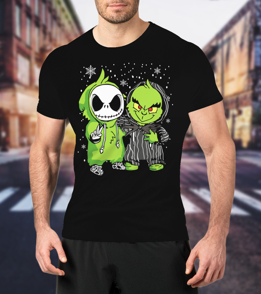 Grinch And Jack Snowy Night Characters T-Shirt