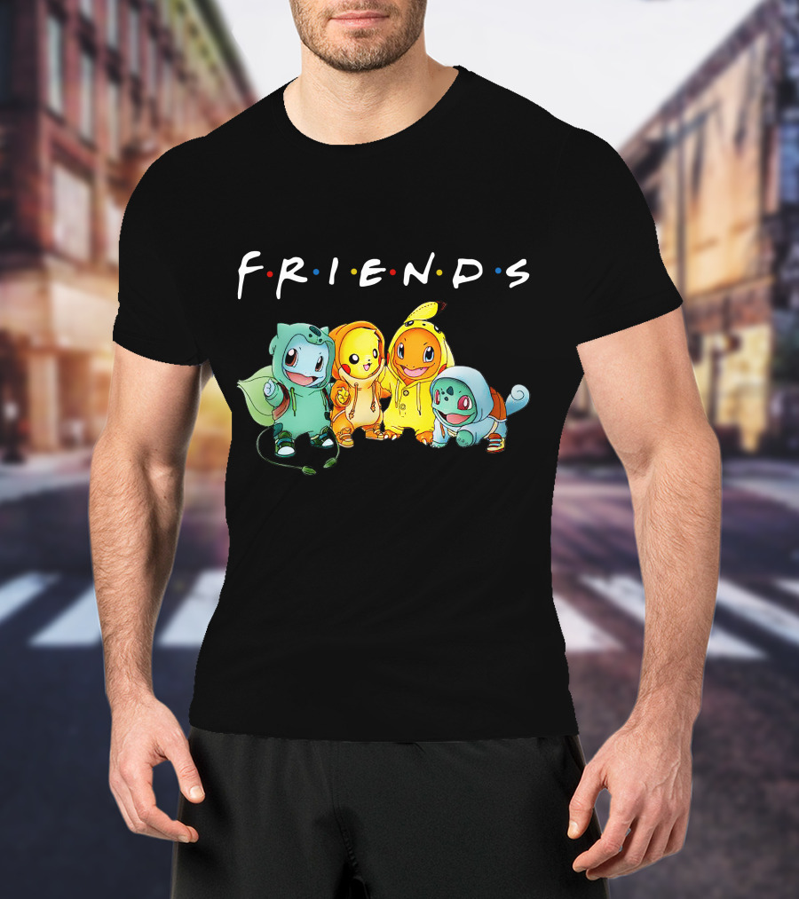 FRIENDS Pikachu ZN443 Bulbasaur Charmander Squirtle T-Shirt