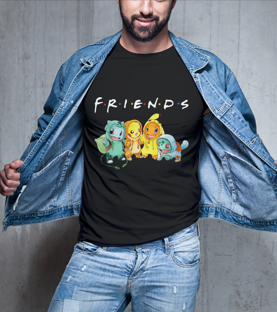 FRIENDS Pikachu ZN443 Bulbasaur Charmander Squirtle T-Shirt