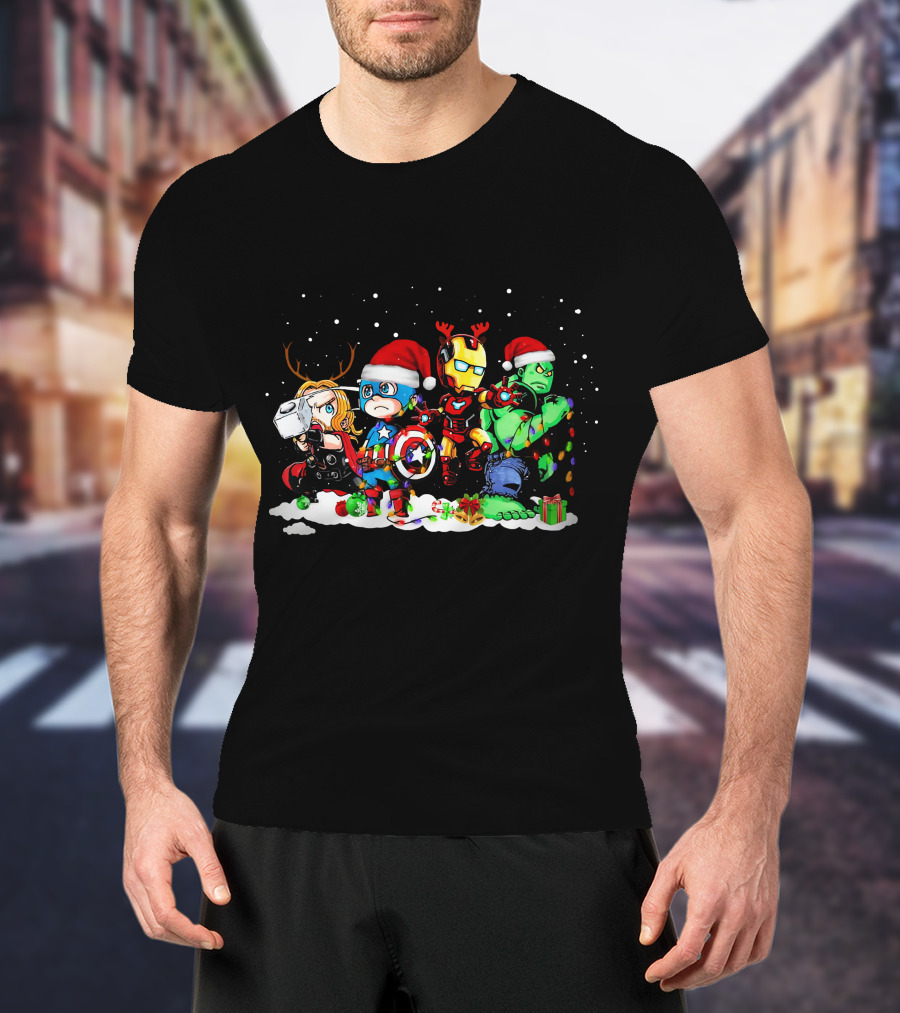 Captain America Iron Man Thor Hulk Christmas ZN913 T-Shirt