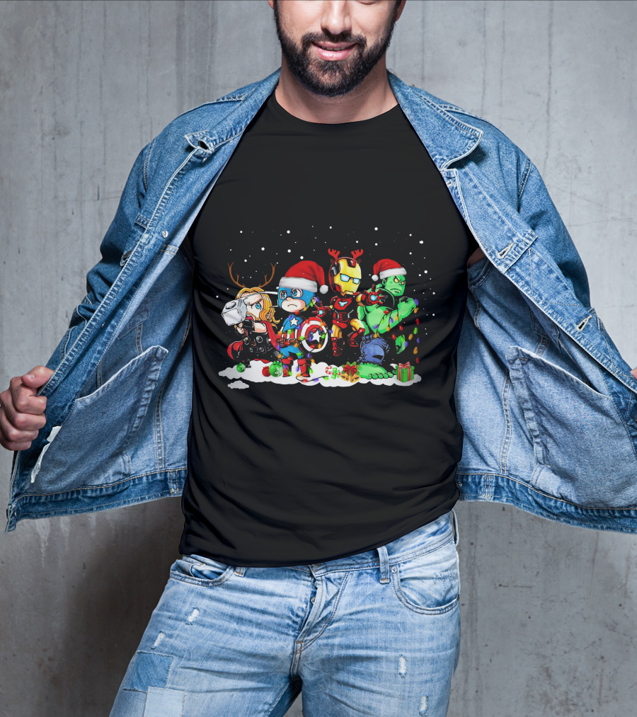 Captain America Iron Man Thor Hulk Christmas ZN913 T-Shirt
