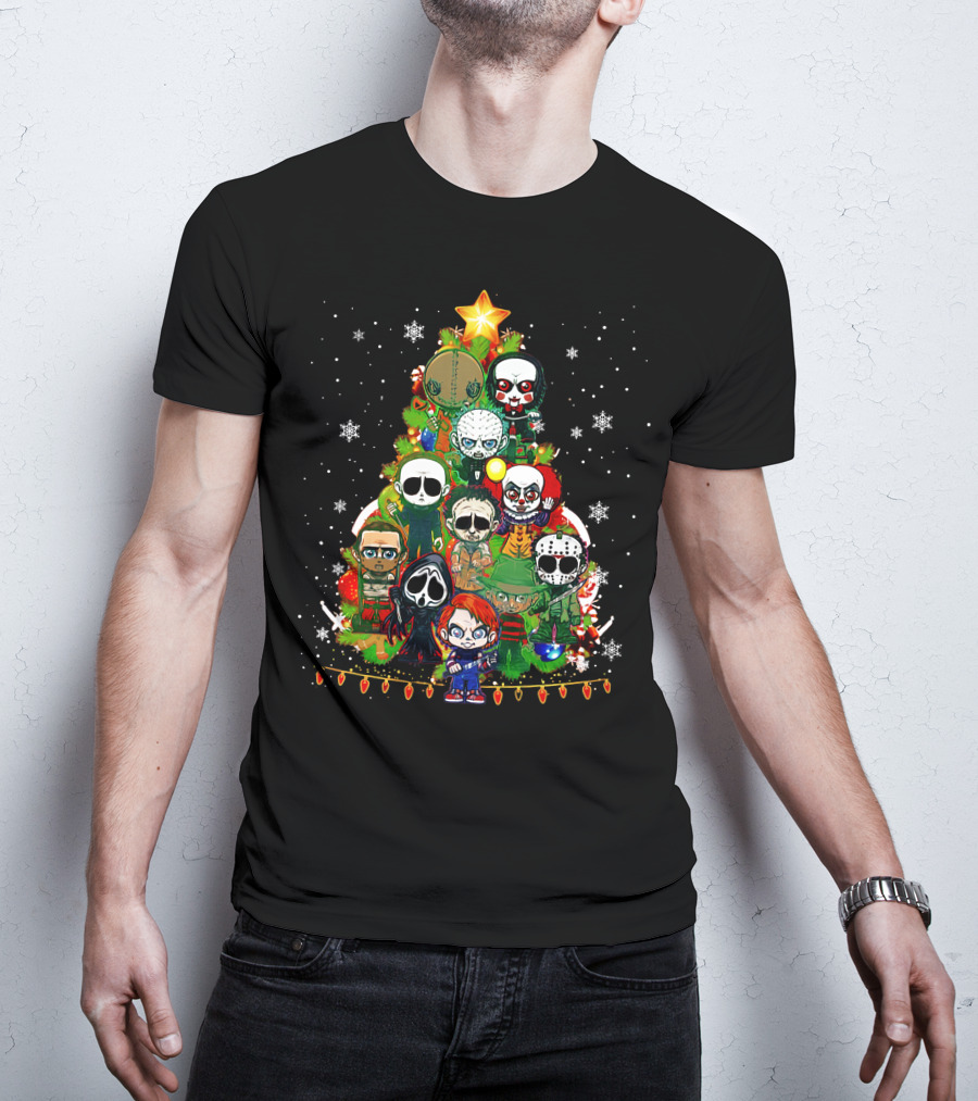 Horror Christmas Tree Featuring Iconic Characters ZN838 T-Shirt