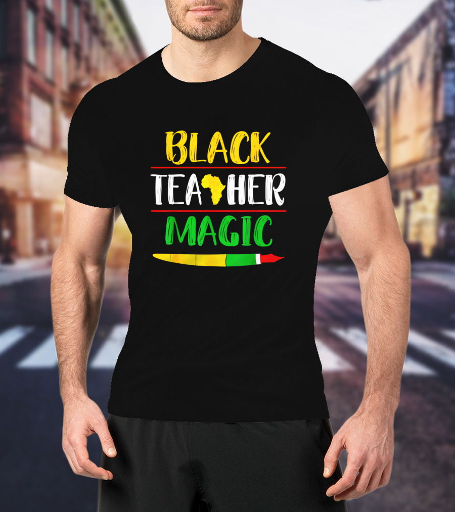 Black Teacher Magic Africa Heart Black History Month T-Shirt