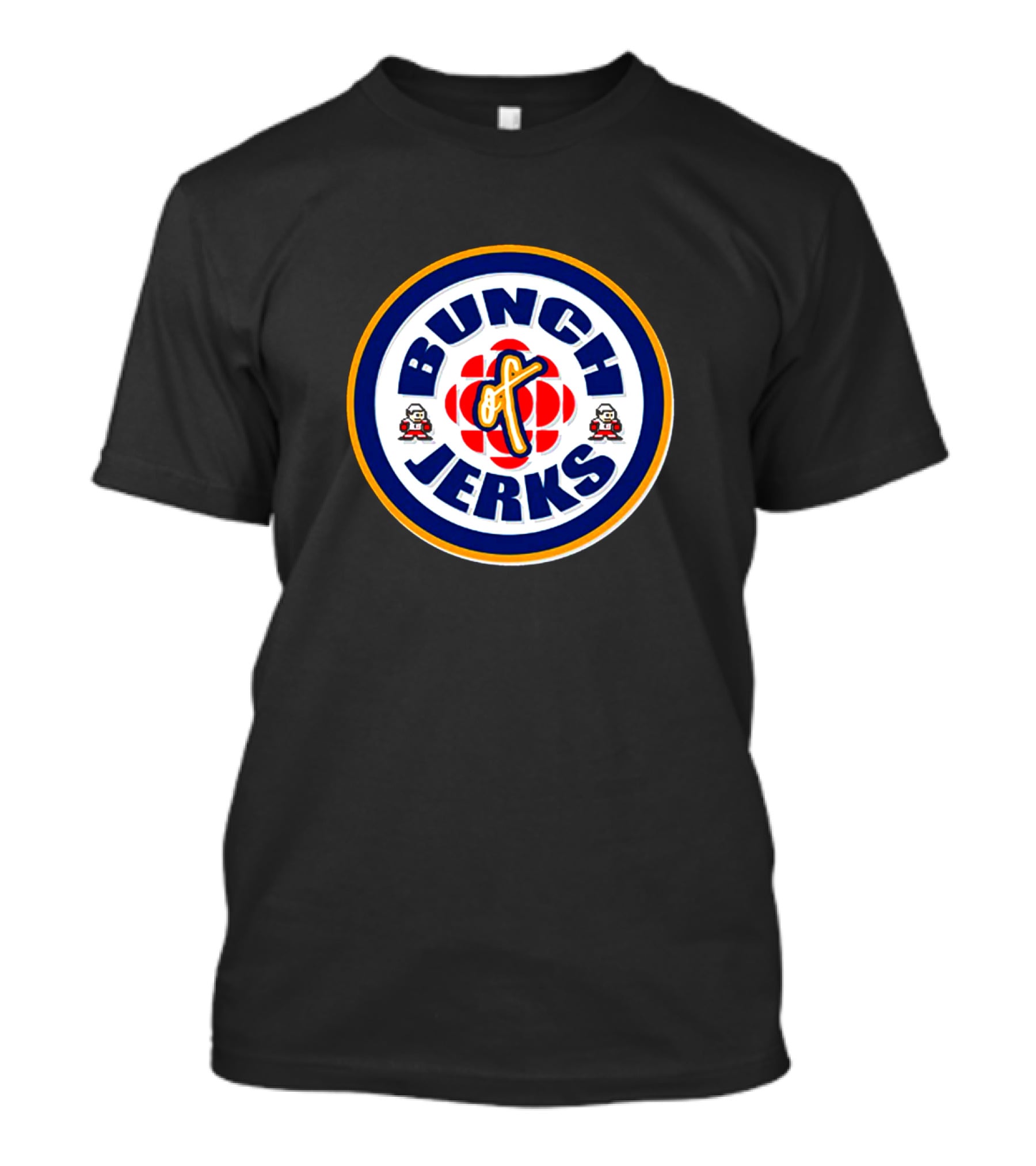 Bunch Of Jerks CBC Logo Parody With Stylized Text And Cartoon Figures T-Shirt