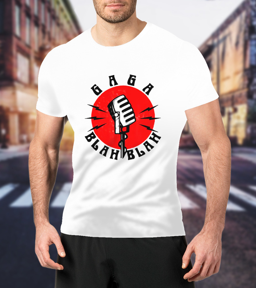 Gaga Blah Blah Vintage Microphone Red Circle Lightning T-Shirt