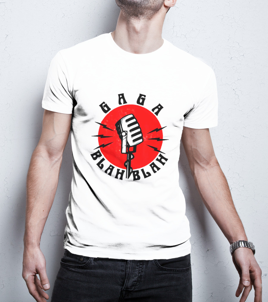 Gaga Blah Blah Vintage Microphone Red Circle Lightning T-Shirt