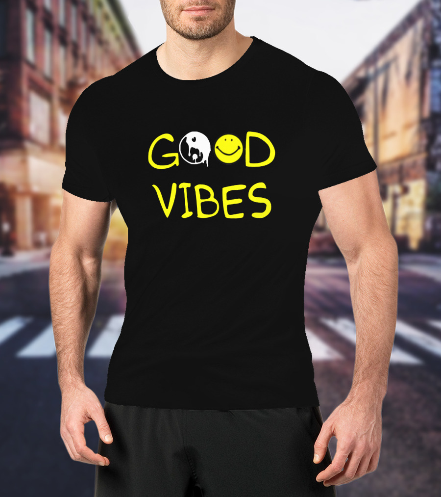 Good Vibes Yin Yang Smiley T-Shirt