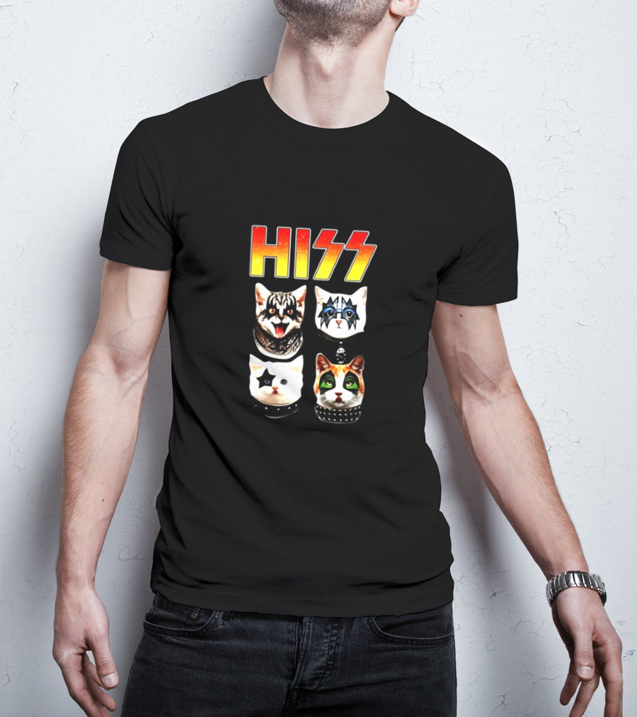 Hiss Cats In Iconic Rock Makeup T-Shirt