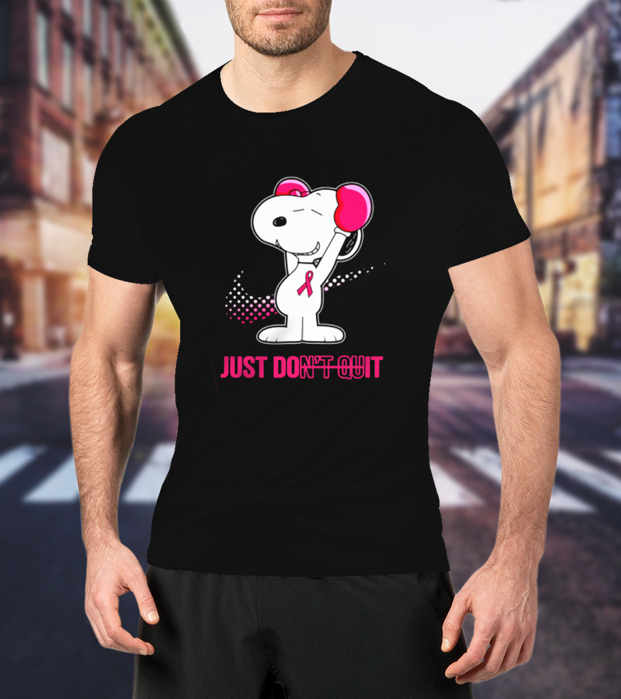 Just Don’t Quit Snoopy Pink Ribbon Boxing Breast Awareness T-Shirt