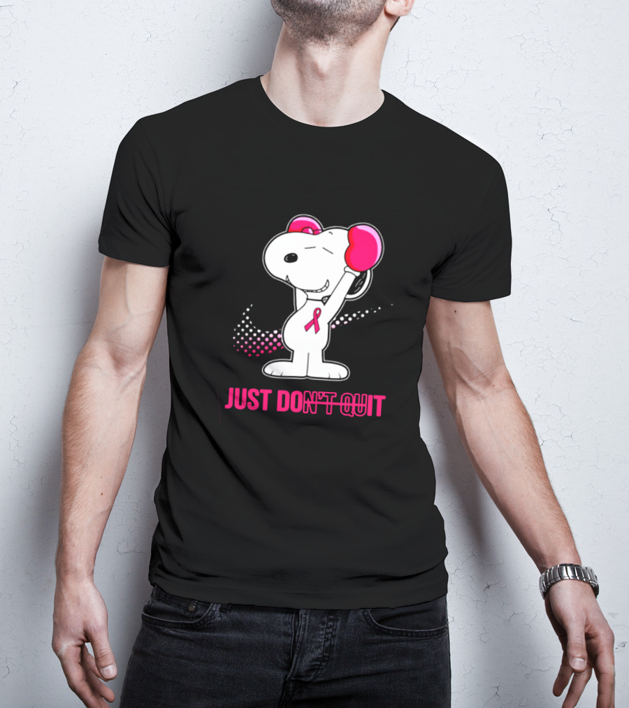 Just Don’t Quit Snoopy Pink Ribbon Boxing Breast Awareness T-Shirt