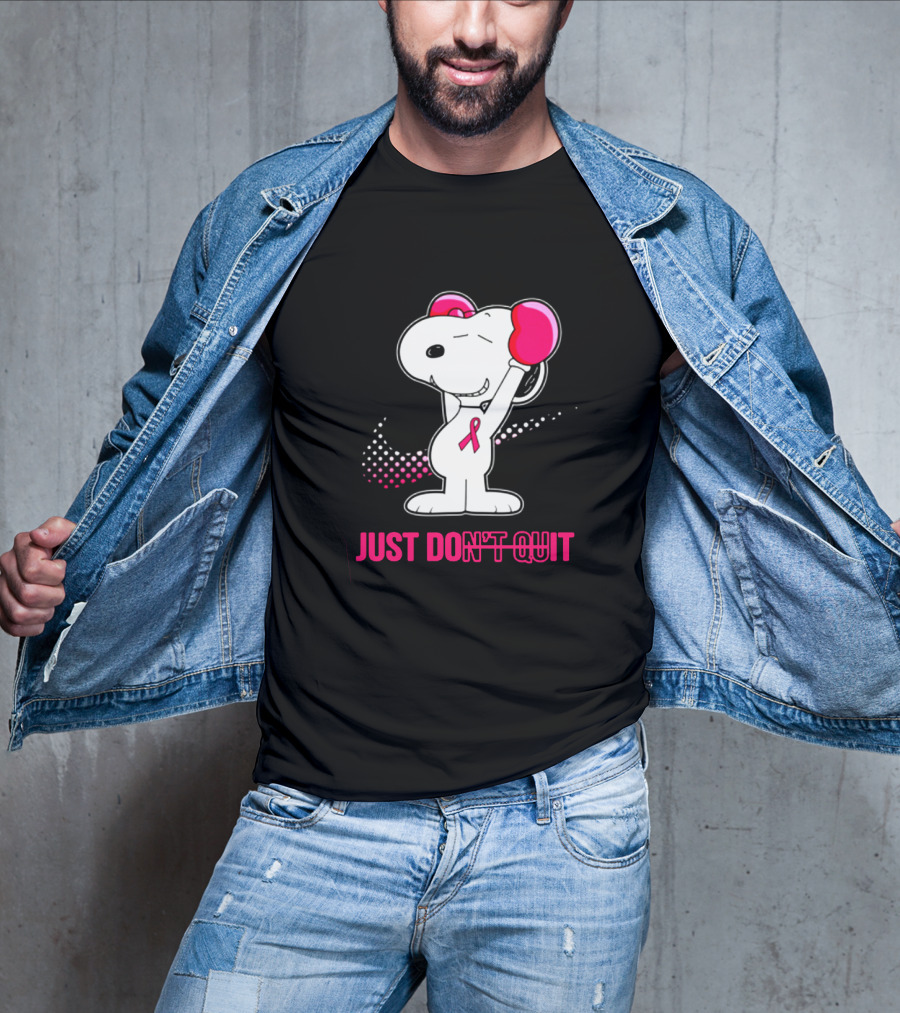 Just Don’t Quit Snoopy Pink Ribbon Boxing Breast Awareness T-Shirt