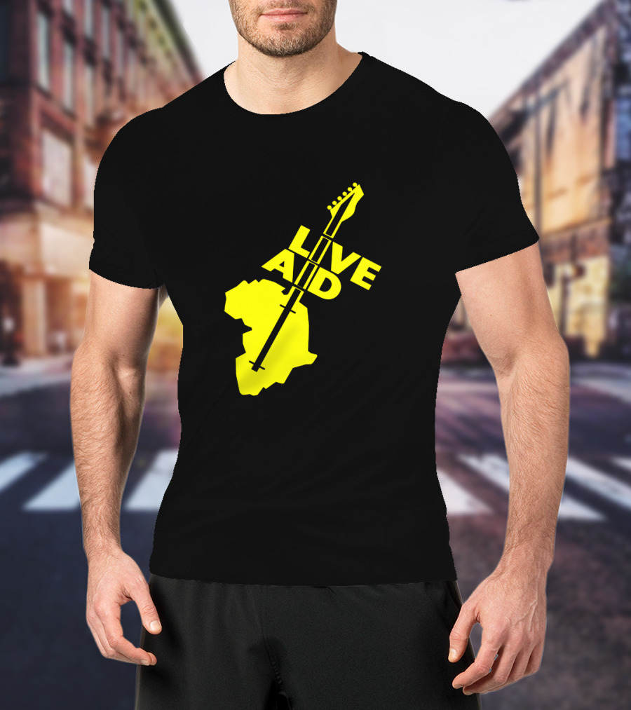 Live Aid 1985 Africa Guitar Logo Music Festival T-Shirt