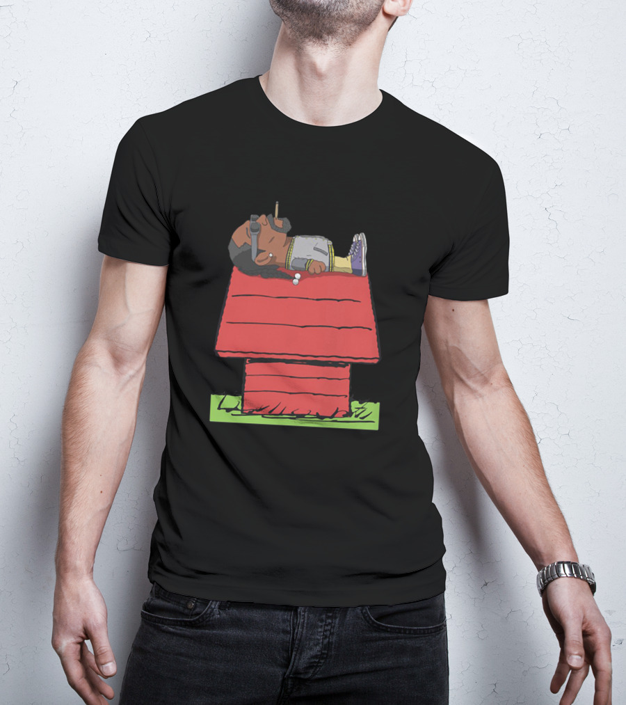 Snoop Dogg Relaxing On Iconic Red Doghouse T-Shirt