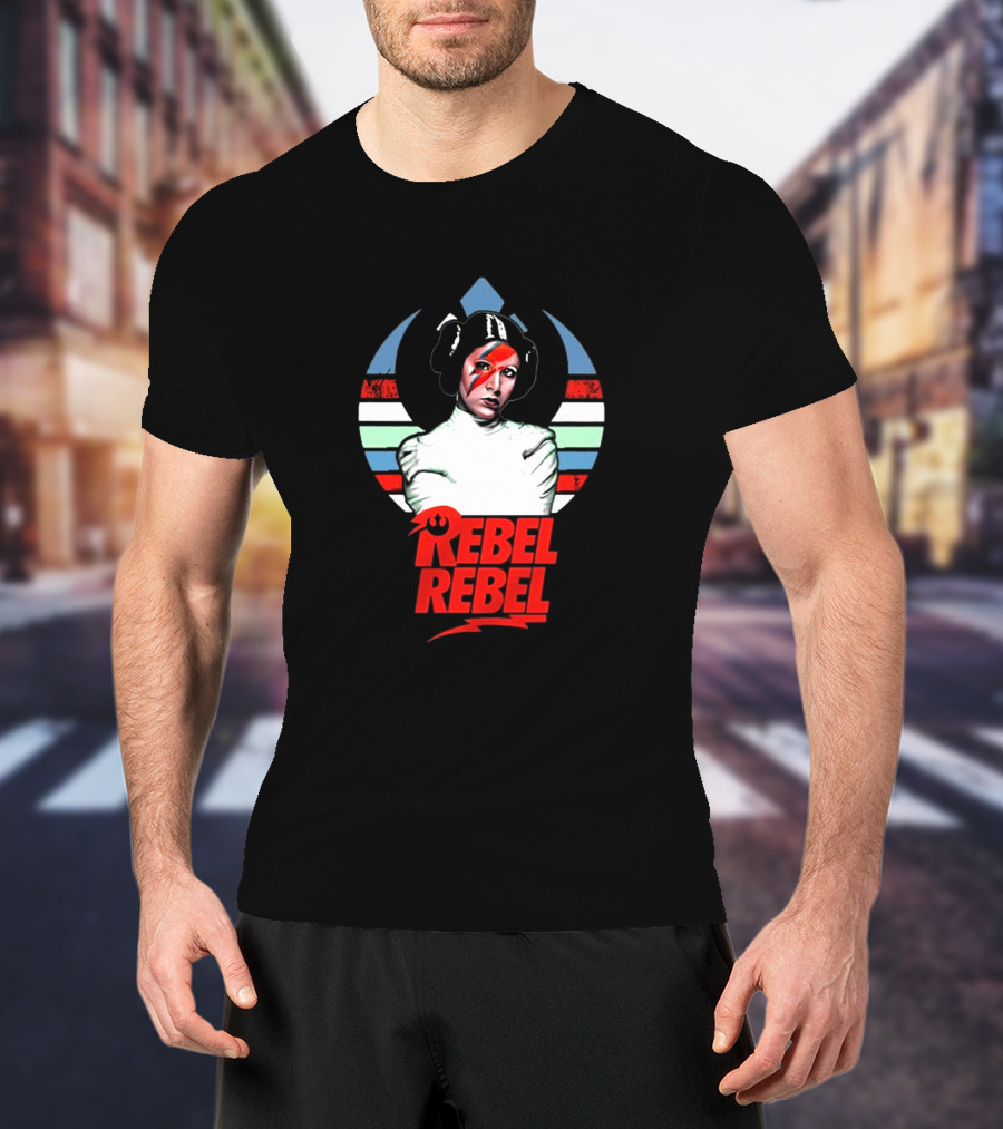 Rebel Rebel Star Wars Princess Leia With Ziggy Stardust Face Paint T-Shirt